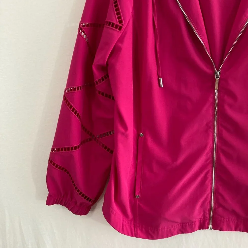 Chico's size 16 Pink Zenergy UPF‎ 50 Sun Protection Neema Lattice Jacket Active